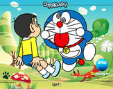 Dibujo Doraemon y Nobita pintado por natalia26