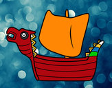 Dibujo Drakken, barco vikingo pintado por Diego2010