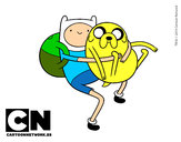 Dibujo Finn y Jake abrazados pintado por Dequos