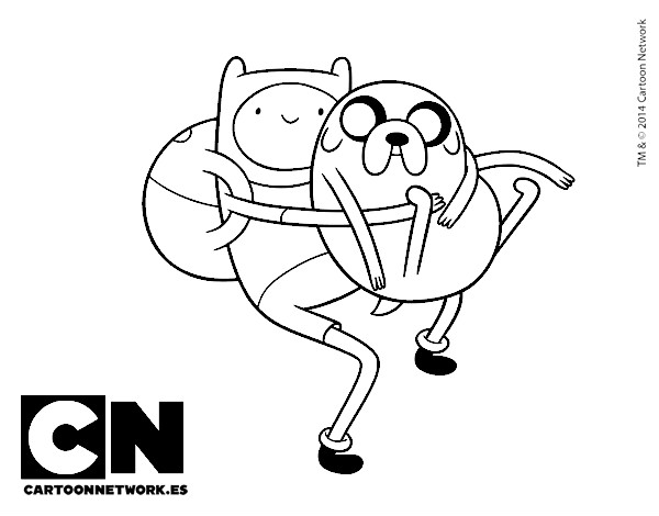Dibujo Finn y Jake abrazados pintado por pric