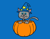 Dibujo Gatito de Halloween pintado por NatyP