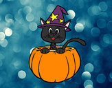 Dibujo Gatito de Halloween pintado por Saritita