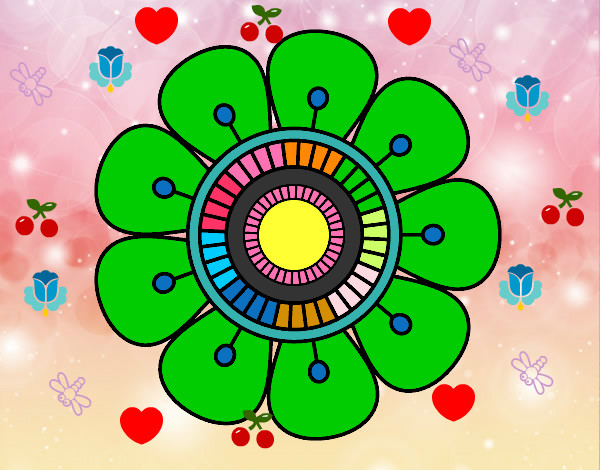Dibujo Mandala en forma de flor pintado por valeruca
