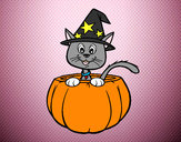 Dibujo Gatito de Halloween pintado por sarita27