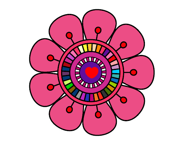 Dibujo Mandala en forma de flor pintado por ttrhynmhkj