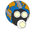 Dibujo Tierra con máscara de gas pintado por murano