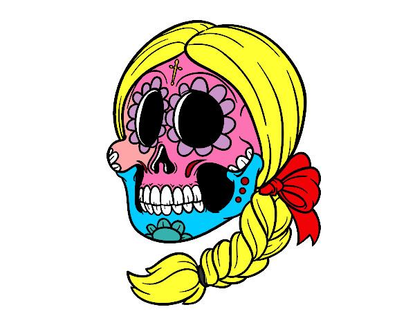 Calavera mejicana con trenza