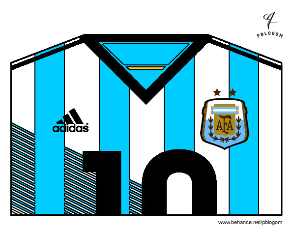 Dibujo Camiseta del mundial de fútbol 2014 de Argentina pintado por Luisrvl