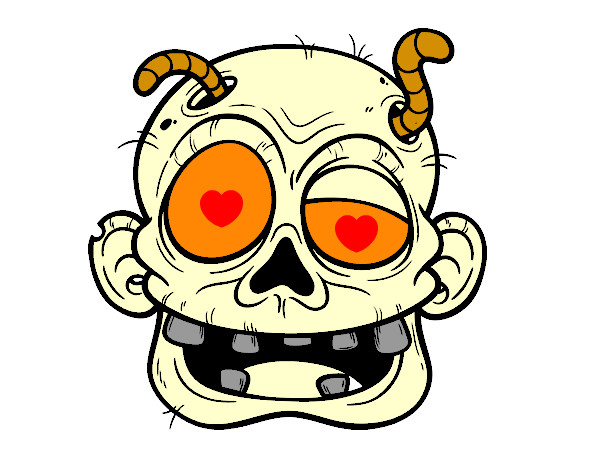 Cara de zombie con gusanos.