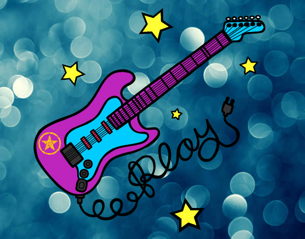 Dibujo Guitarra y estrellas pintado por Violetta08