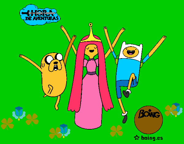 Dibujo Jake, Princesa Chicle y Finn pintado por Jesus_1233