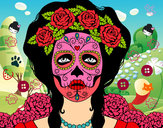 Dibujo Mujer calavera mejicana pintado por LoHiceYo