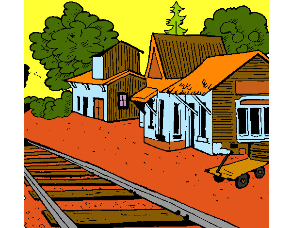 Dibujo Estación de tren pintado por murano