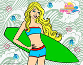 Dibujo Barbie con tabla de surf pintado por kiwicita21