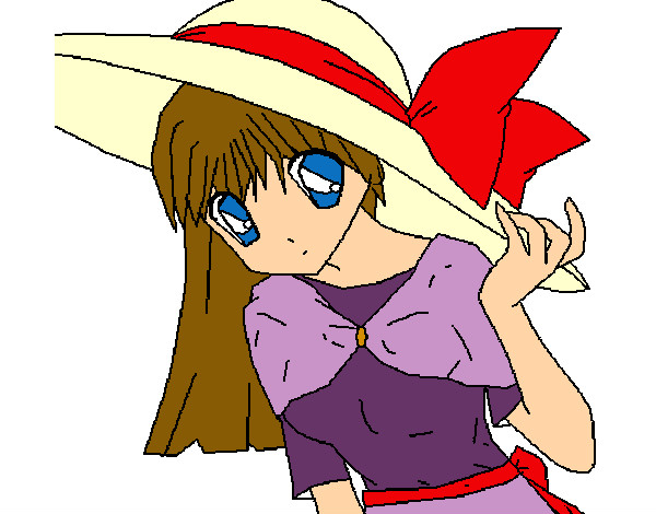 Dibujo Chica con sombrero pamela pintado por Mikuarts