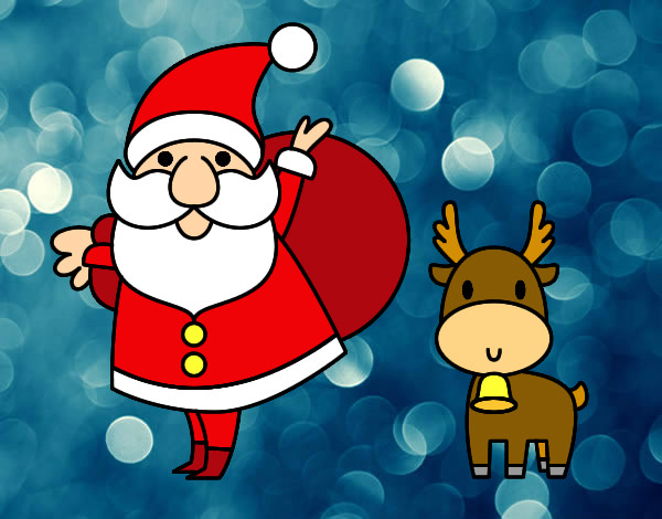 Dibujo Papá Noel y un reno pintado por marta2703