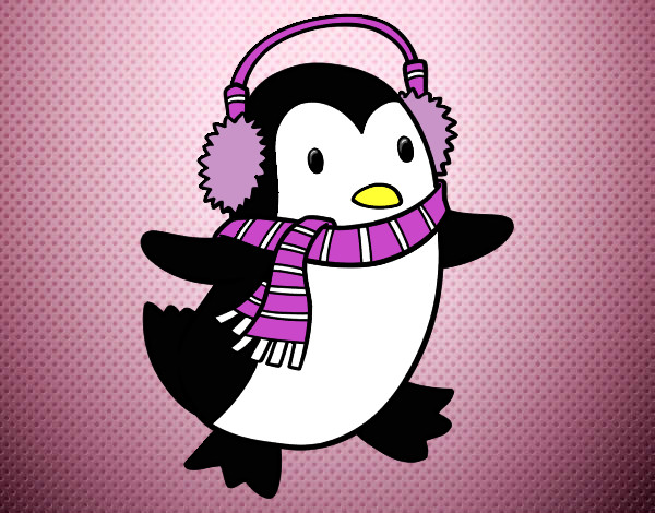 Dibujo Pingüino con bufanda pintado por Alicia1106