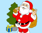 Dibujo Santa Claus y un árbol de navidad pintado por ginakuca
