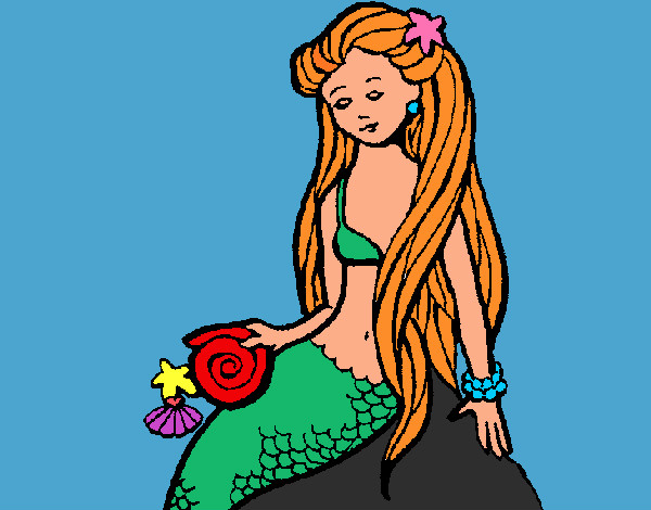 Dibujo Sirena con caracola pintado por Alicia1106