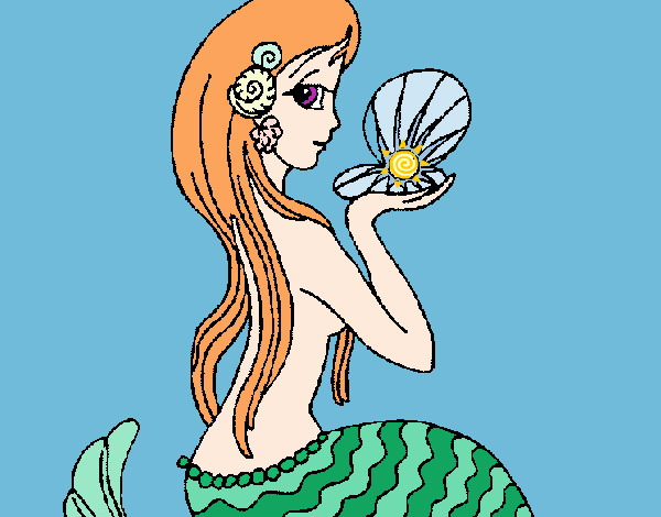 Dibujo Sirena y perla pintado por Dalia1105