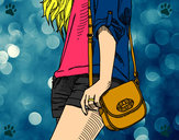 Dibujo Chica con bolso pintado por thaiz333