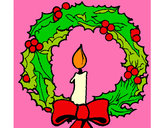 Dibujo Corona de navidad y una vela pintado por maica14