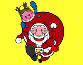 Dibujo Papá Noel y Rudolph pintado por NASHELY