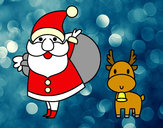 Dibujo Papá Noel y un reno pintado por deberling 