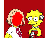 Dibujo Sakura y Lisa pintado por emmaoriana