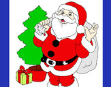 Dibujo Santa Claus y un árbol de navidad pintado por jacquiii
