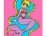 Dibujo Sirena con perlas pintado por Doragris
