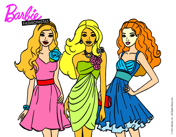 Dibujo Barbie y sus amigas vestidas de fiesta pintado por andymely