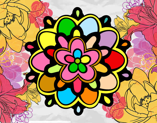 Dibujo Mándala con una flor pintado por andymely