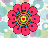 Dibujo Mandala en forma de flor pintado por audora
