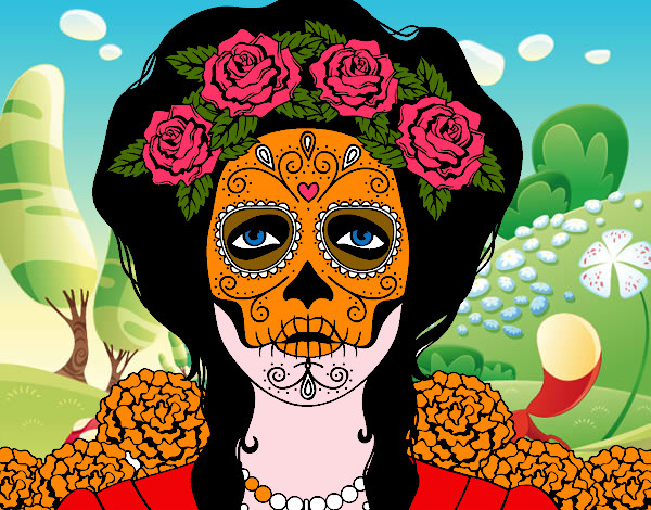 Dibujo Mujer calavera mejicana pintado por Shocolatit