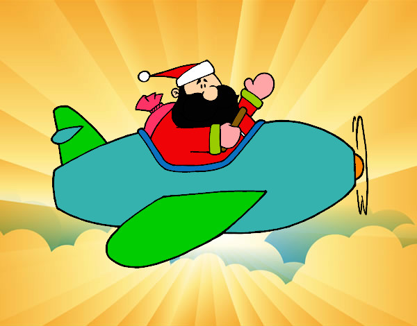 Santa en avión