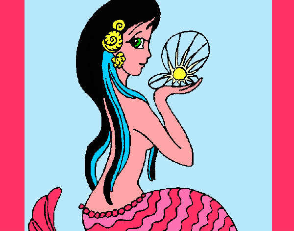 Dibujo Sirena y perla pintado por lina2