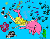 Dibujo Barbie y delfín pintado por espejo111