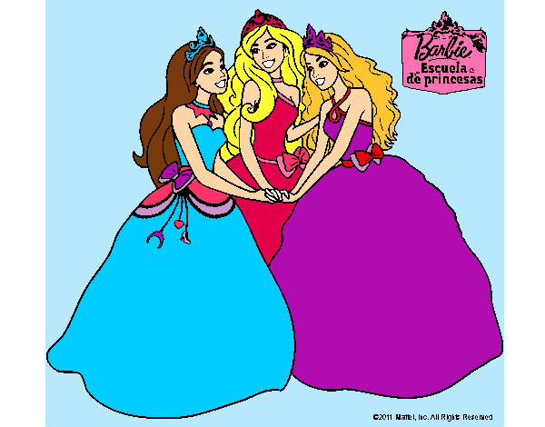 Dibujo Barbie y sus amigas princesas pintado por evanyelin