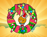 Dibujo Corona navideña y conejito pintado por CLEOPATRA4