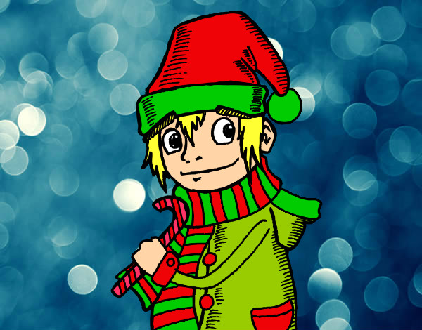 Dibujo Elfo de Navidad pintado por jhol9