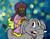 Dibujo Rey Baltasar en elefante pintado por Cristy25