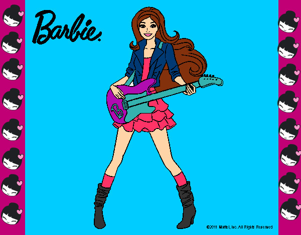 Dibujo Barbie guitarrista pintado por dianita12
