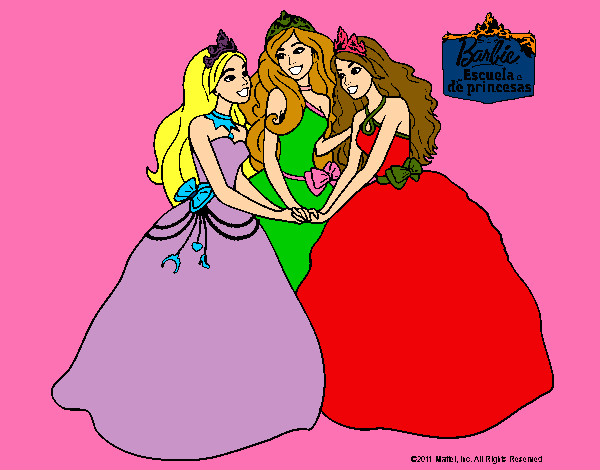 Dibujo Barbie y sus amigas princesas pintado por kittylove