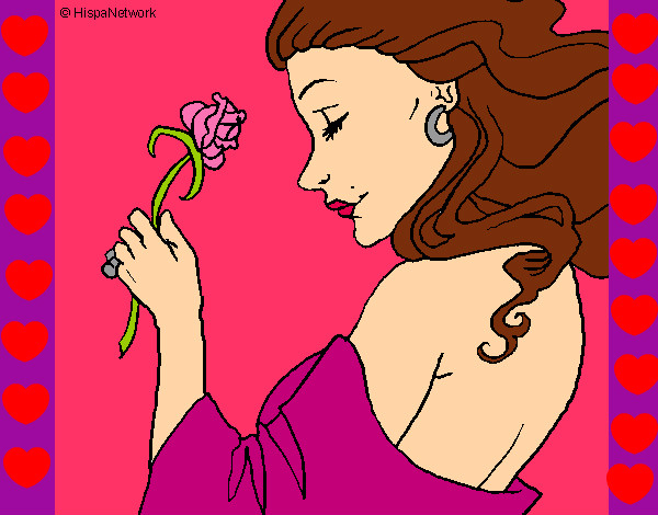 Dibujo Princesa con una rosa pintado por dianita12