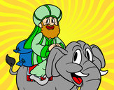Dibujo Rey Baltasar en elefante pintado por Ala03