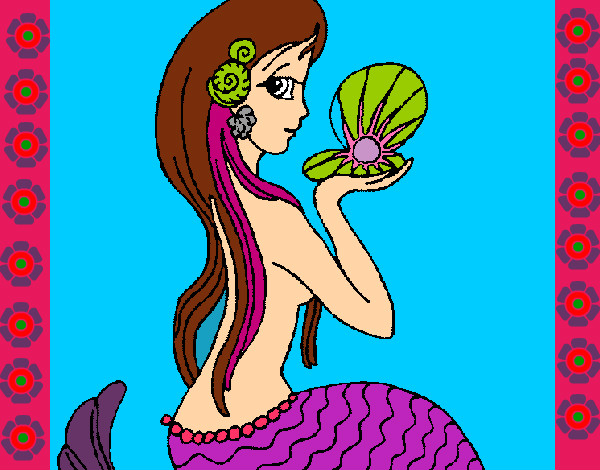 Dibujo Sirena y perla pintado por dianita12