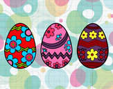 Dibujo Tres huevos de pascua pintado por dianita12