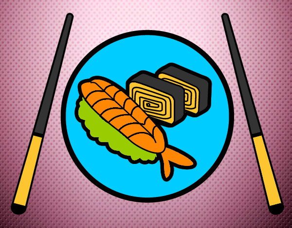 Dibujo Plato de Sushi pintado por dianita12