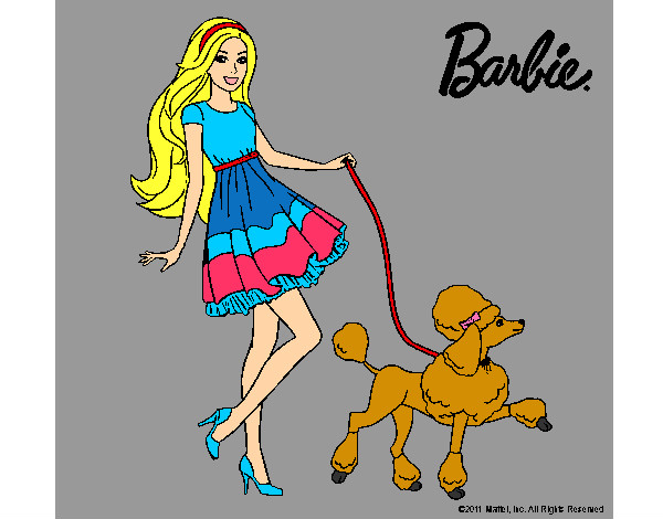 Dibujo Barbie paseando a su mascota pintado por andymely